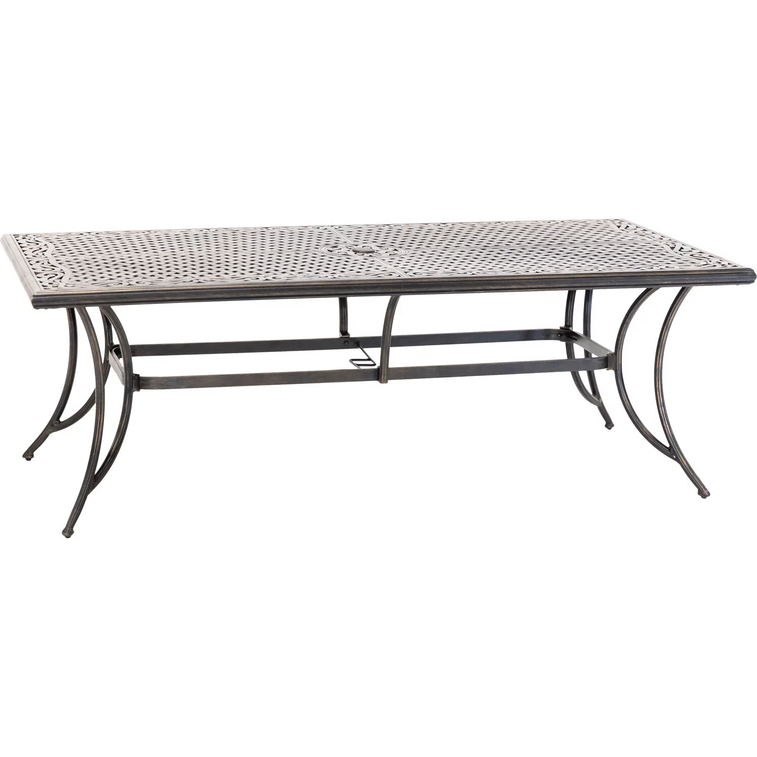 Hanover Fontana 9-Piece Aluminum Outdoor Dining Set, 42" x 84" Cast-Top Table