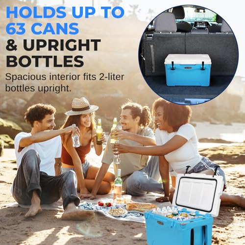 SereneLife Ultra-Tough 45 Quart Rotomolded Cooler Box with Wheels, Holds Upto 56 Cans, Keeps Ice Up to 5 Days