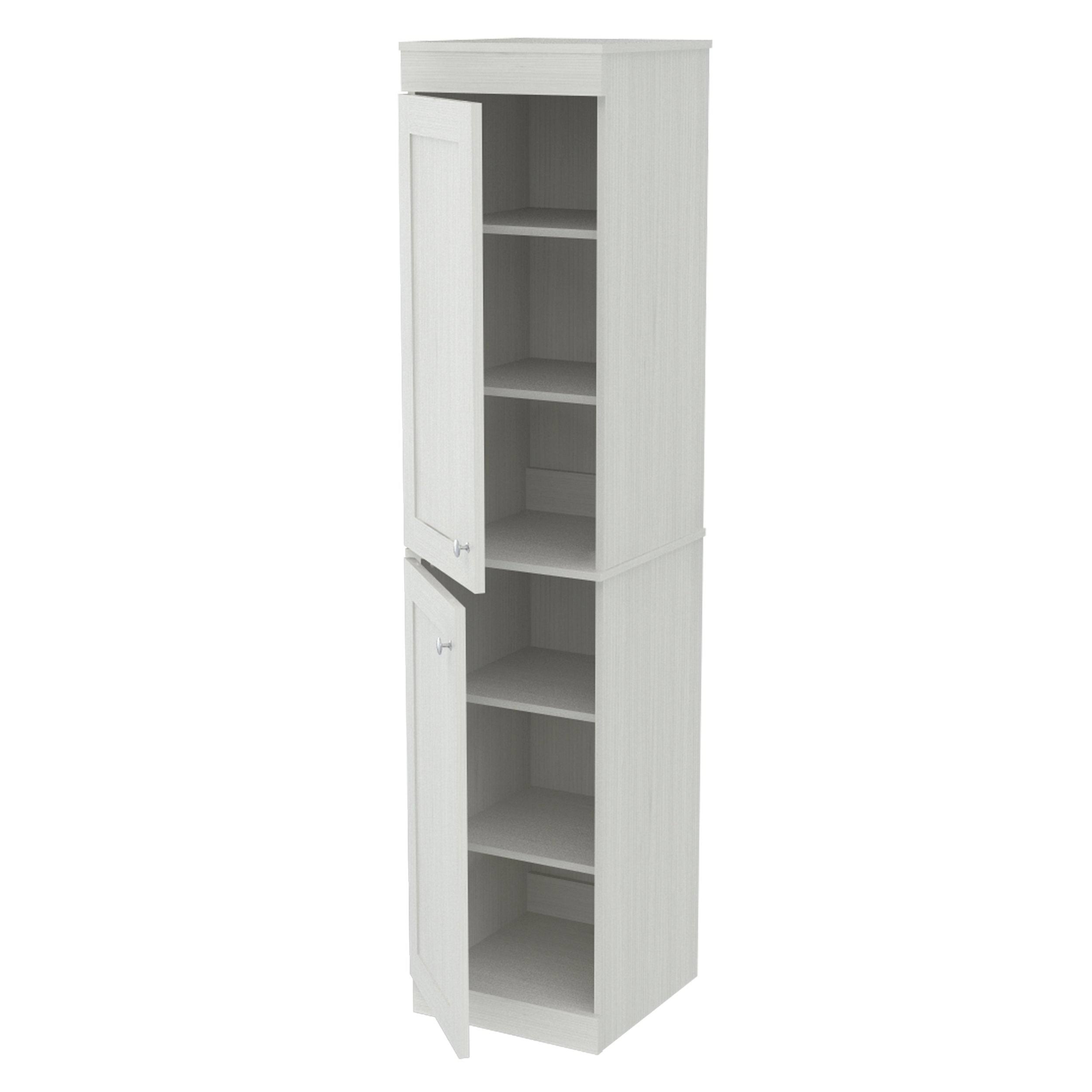 Inval Shaker Style Buffet 2-Door Slim Cabinet, Washed Oak
