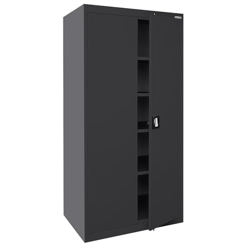 Sandusky Lee EA4R362472-02 Welded Steel Elite Storage Cabinet with Adjustable Shelves, 24" Length x 36" Width x 72" Height, Charcoal