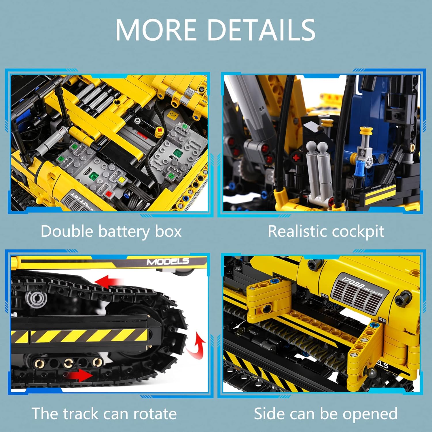 Mould King 17032 Excavators Building Kits, Building Blocks Set Construction Vehicles Model