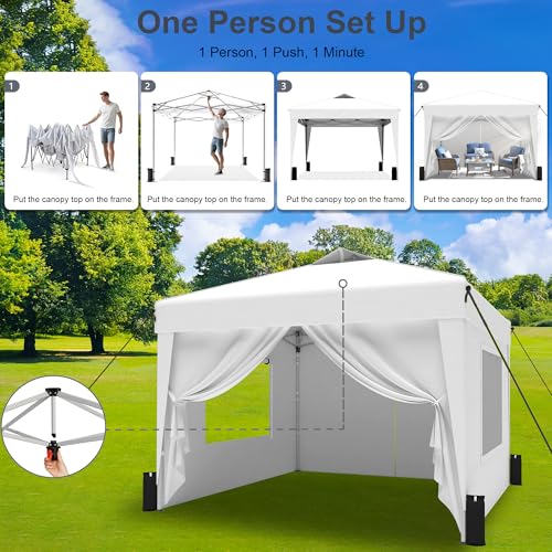 SANWAY 10x10 Pop Up Canopy Tent with Sidewalls x 4 &ndash; Easy Setup Canopy Tent, Waterproof, UV-Resistant