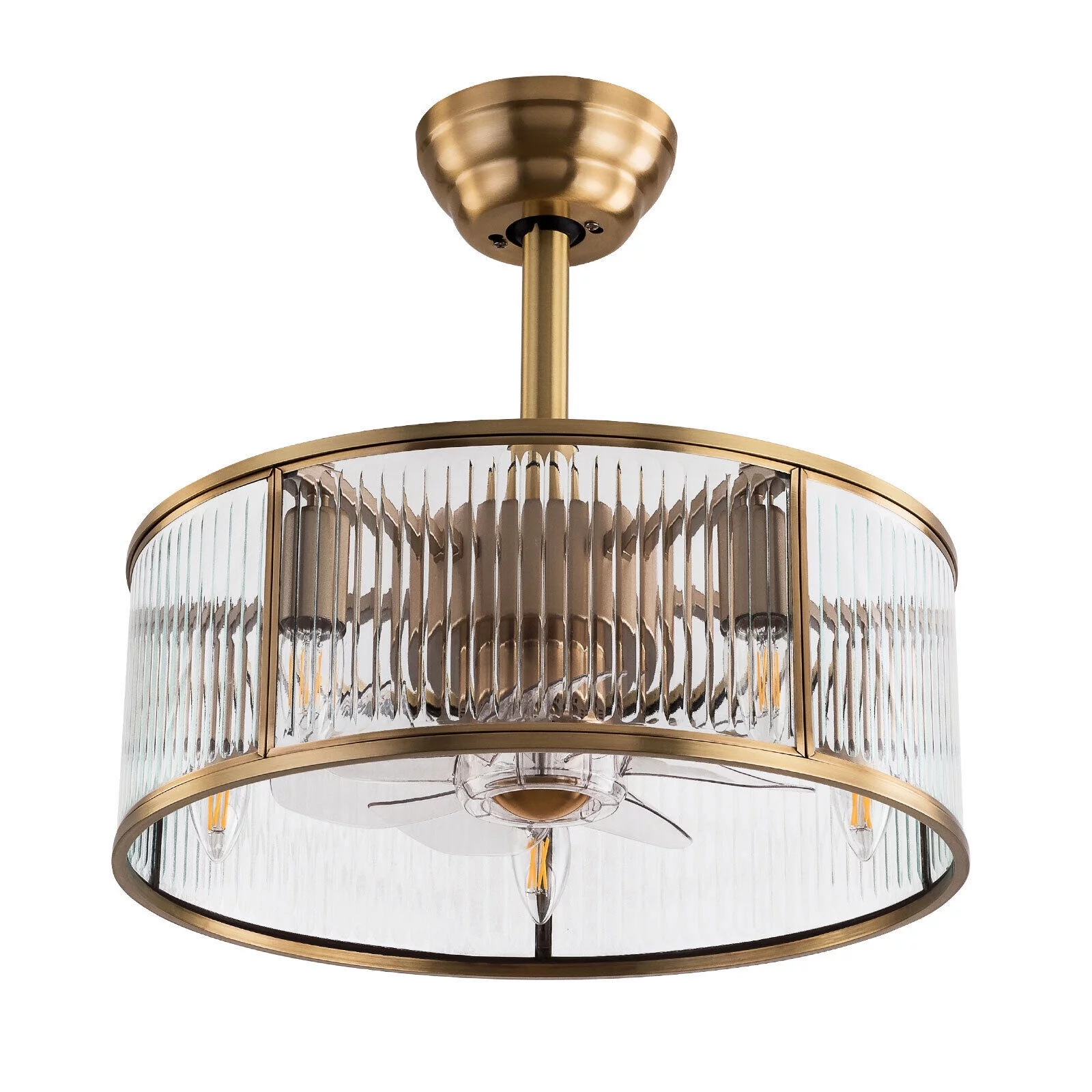 SHZICMY 18inch Farmhouse Ceiling Fan Light Gold With Remote Control For Kitchen Island