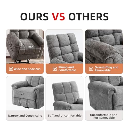 Oversized Power Lift Recliner Chair with Massage and Heat for Elderly, 26" Extra Wide Lift Chair for Big and Tall
