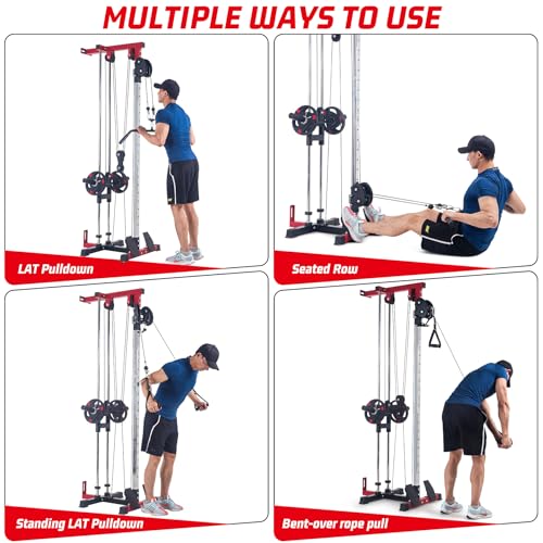 Wall Mount Cable Machine,LAT Power Cable Machine, LAT Pull Down and LAT Row LAT Tower,Cable Crossover Machine with 20 Positions