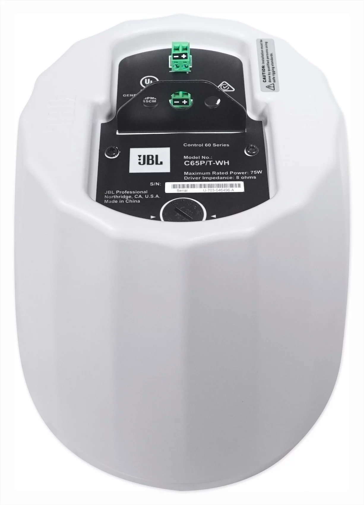 6) JBL Control 65P/T-WH 5.25" 70v White Pendant Speakers For Restaurant/Bar/Cafe