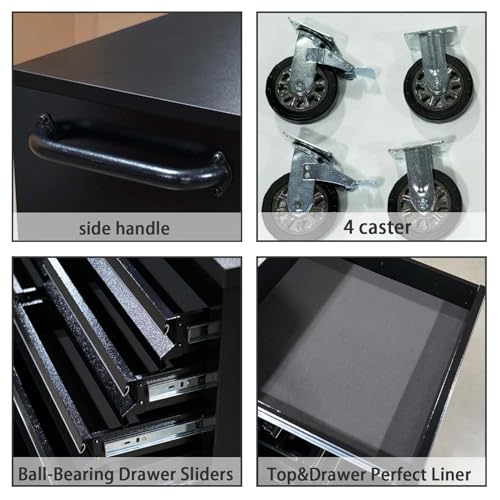 CHETTO C 72 in Rolling Tool Chest with Drawers MobileTool Cabinet Storage Lock Key Wheels Locking System Drawer Liners for Garage Warehouse Repair
