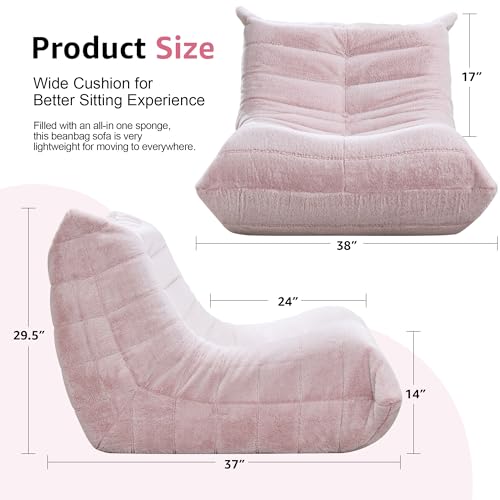 Bean Bag Chairs for Adults Giant Bean Bag Chair Memory Foam BeanBag Chair Big Bean Bag Sofa with Filler Faux Fur Fireside Beanbags Lazy Sofa for