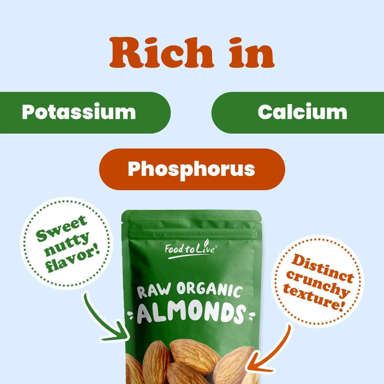 Organic Italian Raw Almonds, 3 Pounds — Non-GMO, Kosher, Raw, Vegan — by Food to Live