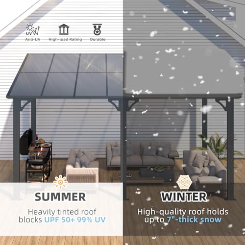AECOJOY 10&rsquo; x 10&rsquo; Gazebo, Wall Mounted Gazebos Pergola on Clearance, Outdoor Patio Lean to Gazebo Awnings for Deck, Porch