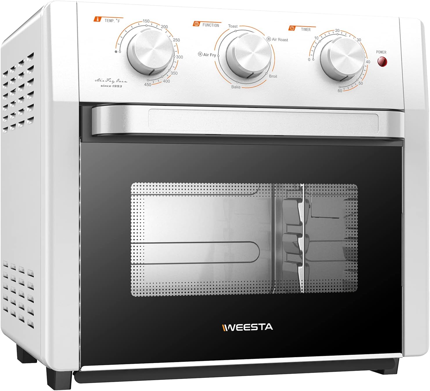 WEESTA Air Fryer Toaster Oven 24 Quart - 7-In-1 Convection Oven with Air Fry, 3 Layer Heating System,Large Capacity,Metal,1500W,UL Certified(Sliver)