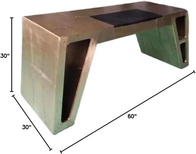 NauticalMart Aluminum Wing Desk Vintage Industrial Aviator Office Desk Airplane Desk Home Furniture
