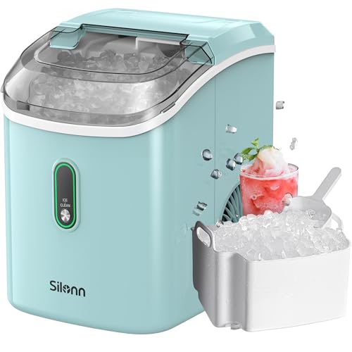 Nugget Ice Maker Countertop, Silonn Chewable Pellet Ice Machine with Self-Cleanin Function, 33lbs/24H Portable Ice Makers for Home Kitchen Officce