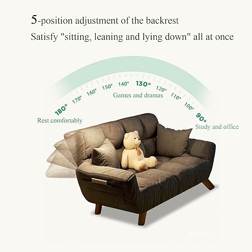 Small Sofa Couch,Couches for living room,Morden Mid-Century Linen Fabric Sofa Couch,Adjustable Floor Sofa Bed with pillow,Suitable for living room