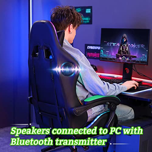 Gaming Chair with Bluetooth Speakers and RGB LED Lights Ergonomic Massage Computer Gaming Chair with Footrest Video Game Chair High Back with Lumbar
