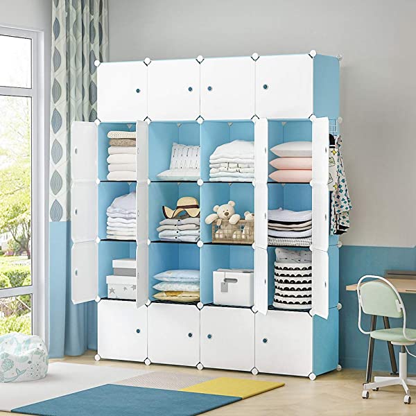 YOZO Cube Storage Organzier Portable Closet Wardrobe Bedroom Dresser (71x14x71 inches) Portable Closet Cube Shelf Armoire Pantry Cabinet, 25 Cubes