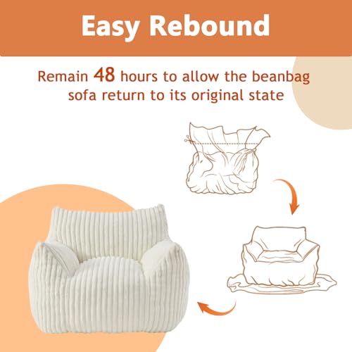 Giant Bean Bag Chairs for Adults with Filling Plush Fluffy Bean Bag Chairs for Teens with Armrests Comfy BeanBag Lazy Couch Sofa Chair for Bedroom