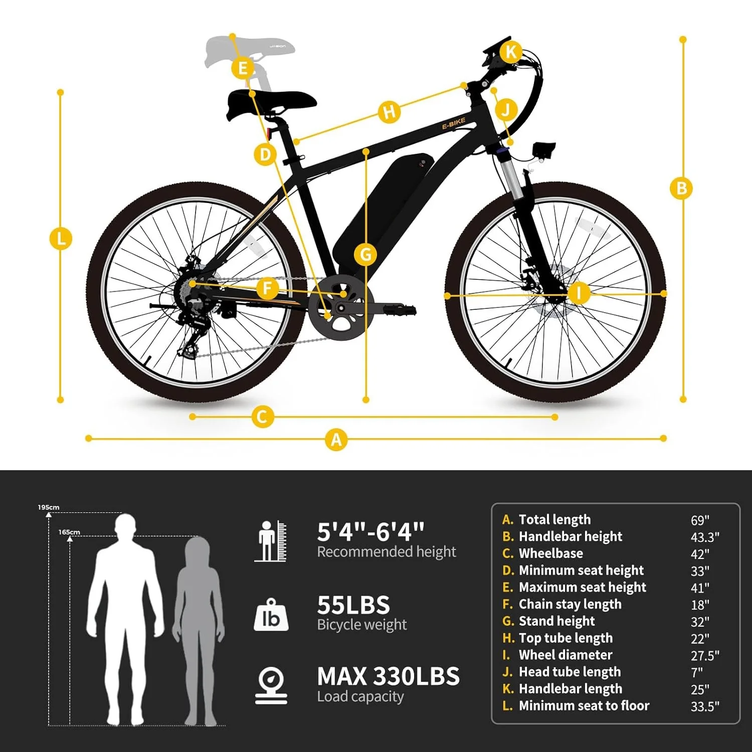 Yoloway EB5 PLUS Electric Bike for Adults, 500W Brushless Motor Ebike with 480Wh Removable Battery