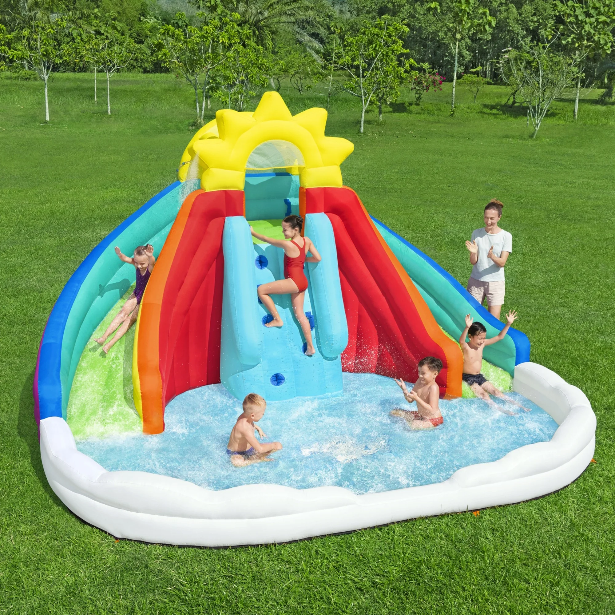H20GO Let It Rain Inflatable Mega Water Park W/ Extra Large Splash Pool