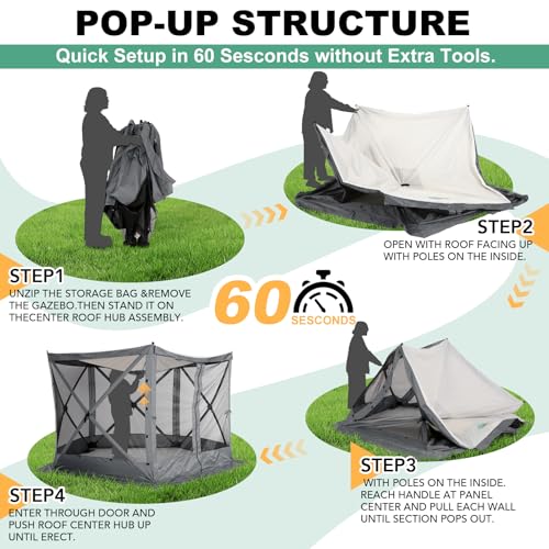 COBIZI 12x12ft Pop up Gazebo Screen Tent Screen House for Camping, Camping Outdoor Screened Gazebo, Canopy Tent