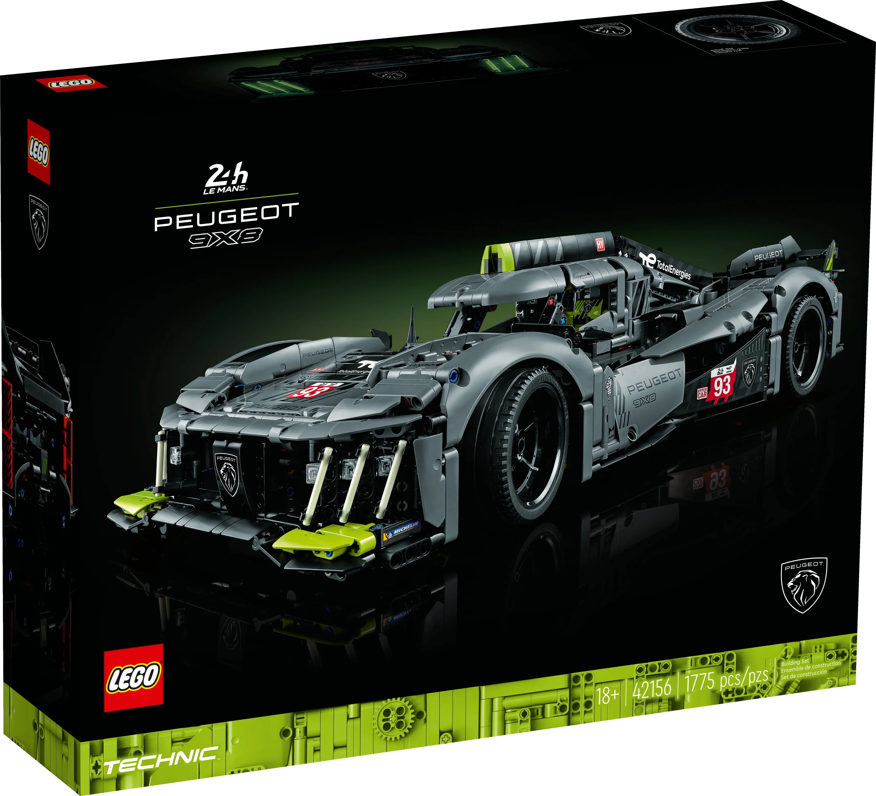 LEGO Technic PEUGEOT 9X8 24H Le Mans Hybrid Hypercar 42156 Collectible Race Car Building Kit for Adults and Teens