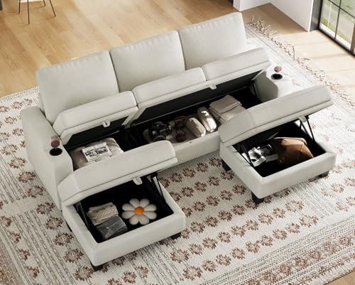 Belffin Modular Sectional Sofa Couch with Storage U Shape Convertible Corner Couches for Living Room Dark Grey Couch