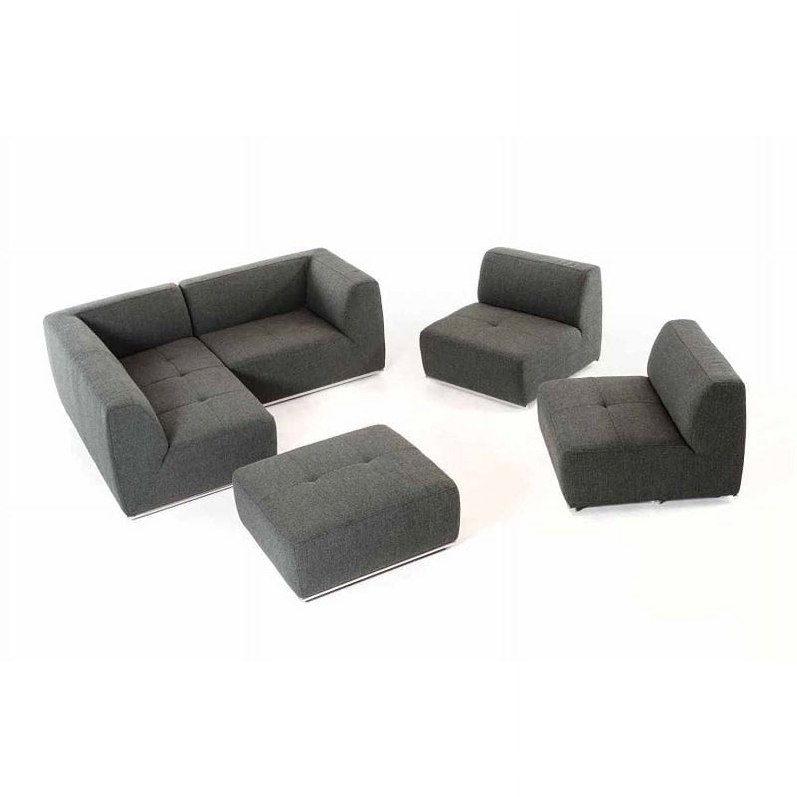 Divani Casa Hawthorn Modern Fabric Sectional Sofa & Ottoman in Gray