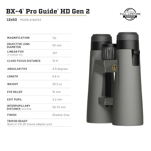 Leupold BX-4 Pro Guide HD Binoculars, 10x42mm Gen 2 (184761)