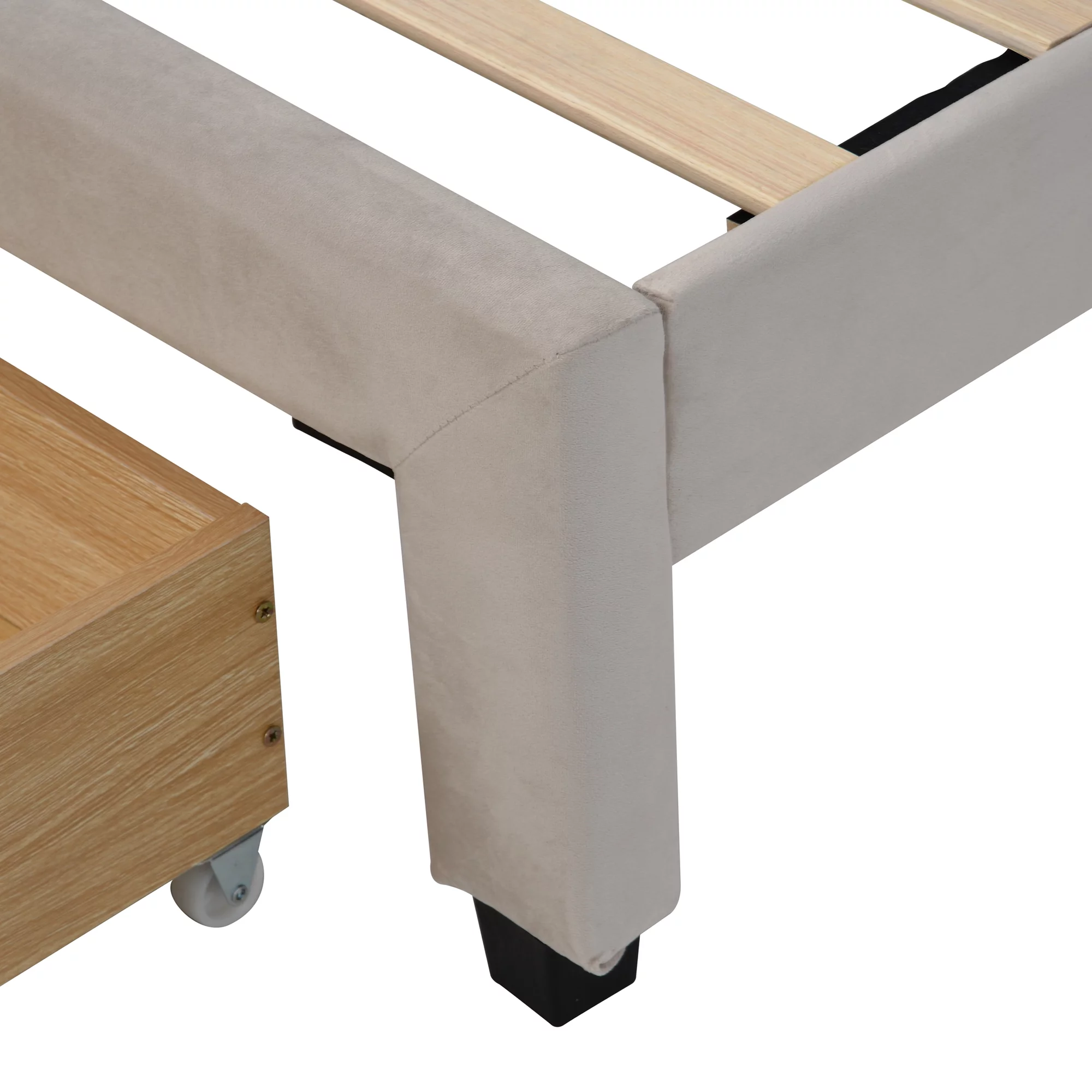 Queen Size Velvet Upholstered Platform Bed