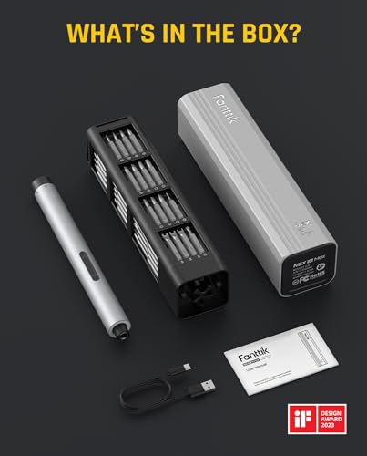 Fanttik E1 Max 3.7V Mini Electric Screwdriver, Precision Screwdriver Set, 50-in-1 Magnetic Bits, Magnetic Storage, 5/32''Hex