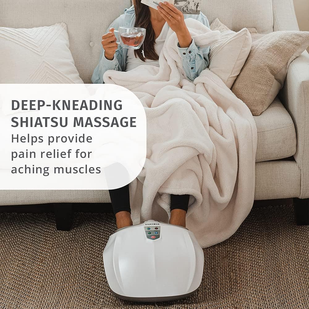 HoMedics Shiatsu Air 2.0 Foot Massager with Soothing Heat and Rhythmic Air Compression, 3 Customized Controls and Intensities, Washable Liner