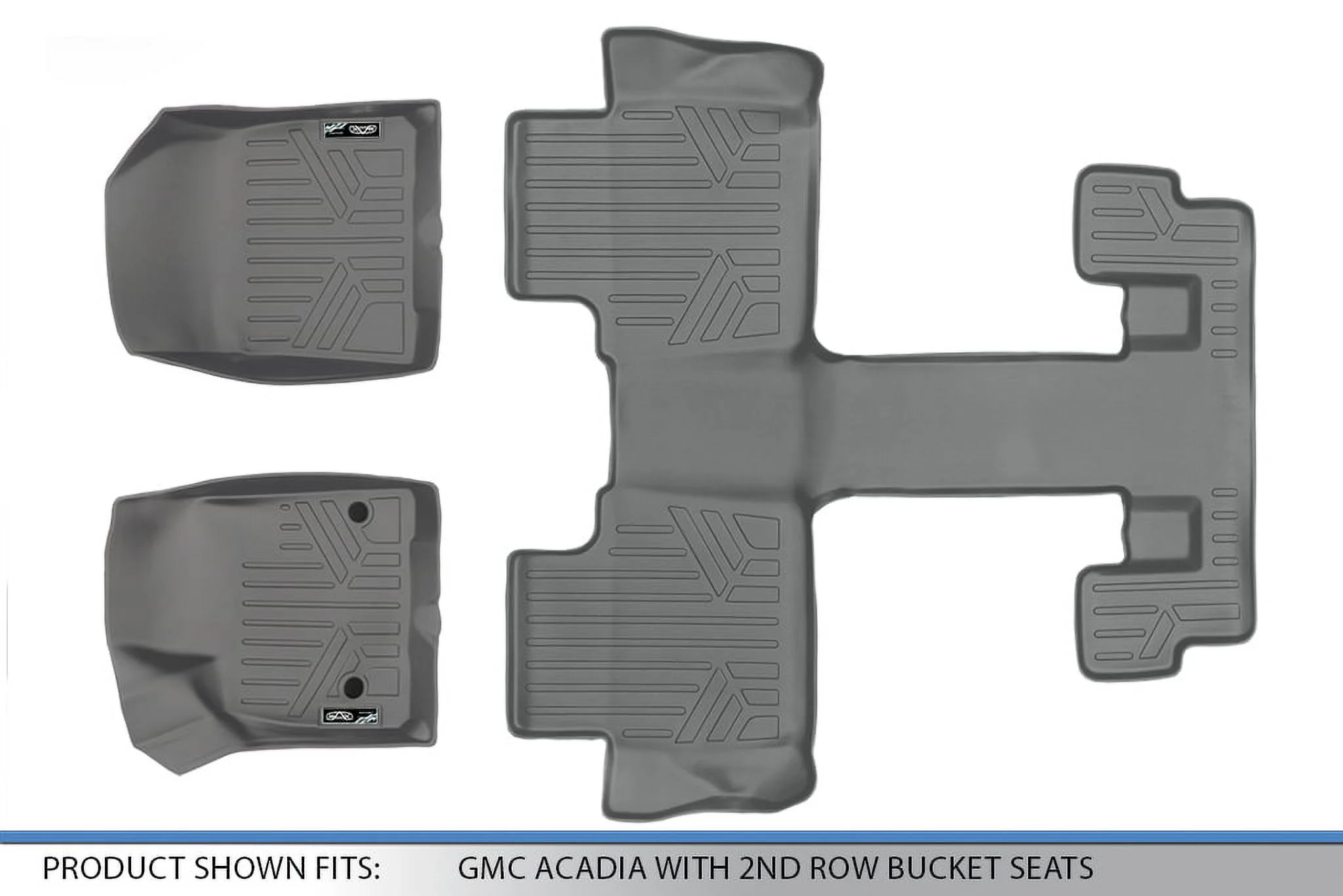 Smartliner SA2230-B2230 Custom Fit 3 Row Floor Mats Liner Set with 2nd Row Bucket Seats for 2017-2021 GMC Acadia, Gray