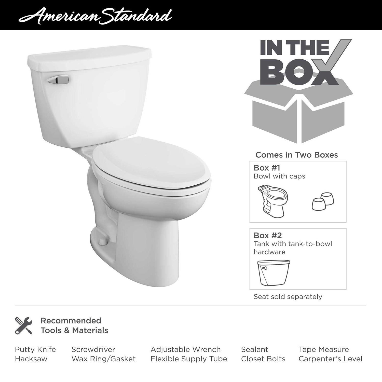 American Standard Cadet Right Height Elongated Pressure Assisted Two Piece Toilet 2467016.020 - Shop Hardware Tools Online Store