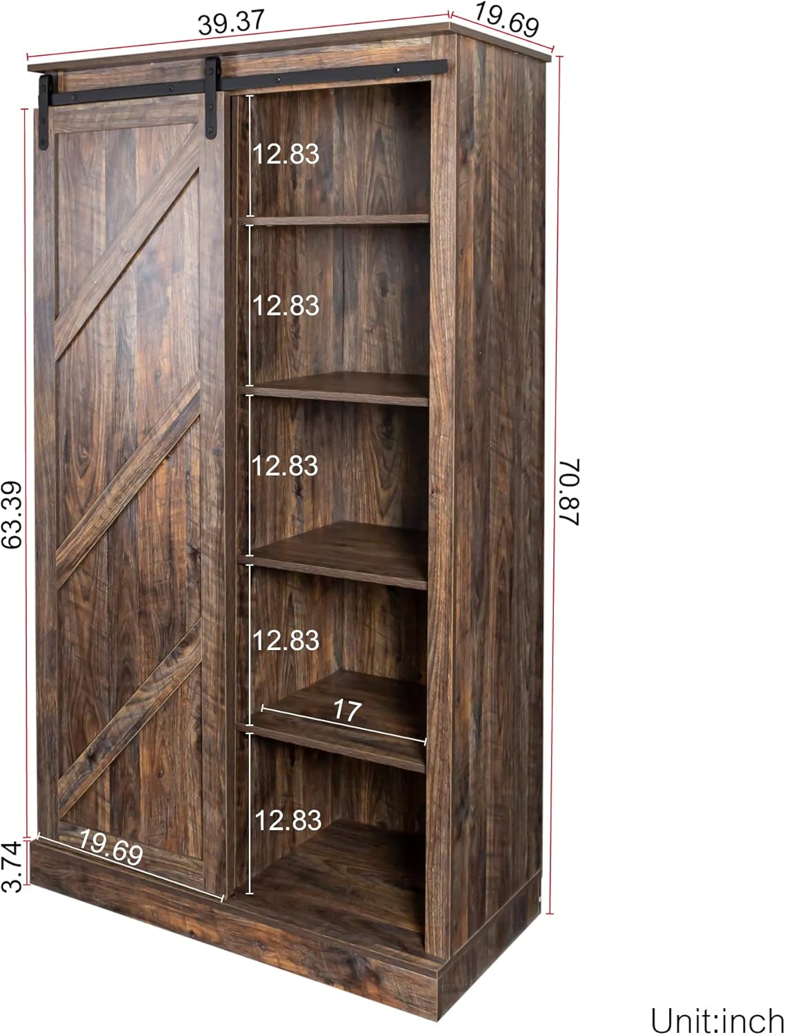 Tall Storage Cabinet Country Wood Rustic Farmhouse Pantry Cupboard Sliding Door Kitchen Organizer Furniture Home Drawer Shelves Utility Towel Shelf