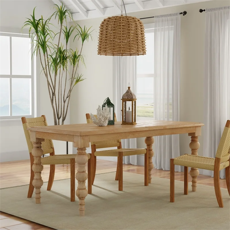 Casartis Living James 72" Rectangular Farmhouse Wood Dining Table in Natural
