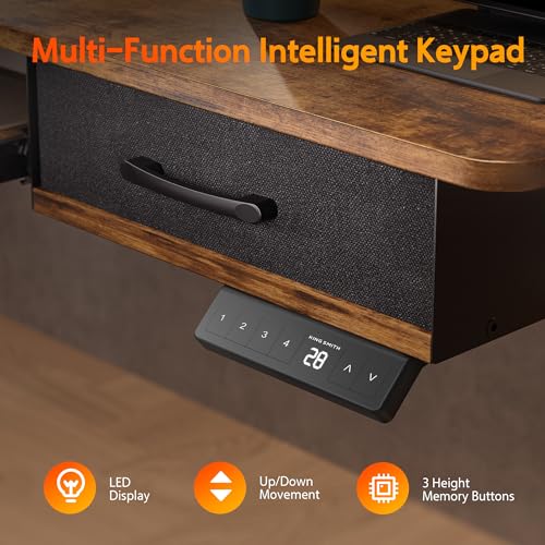 48x24 Inches Electric Standing Desk with 2 Drawers, Height Adjustable Stand up Desk for Home Office, Ergonomic Sit to Stand Table with Storage Shelf