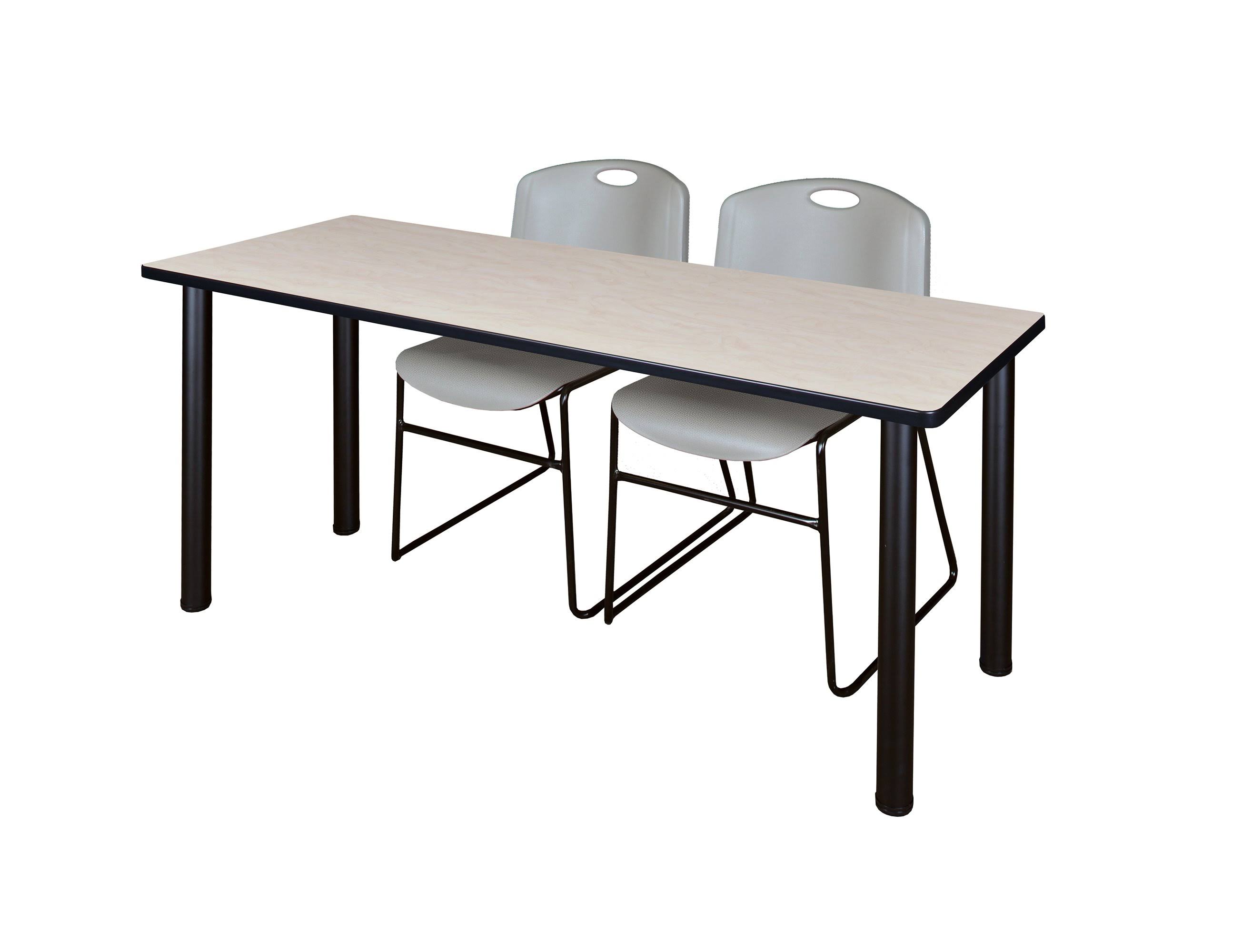 Regency 72x22 x 24x22 Kee Training Table- Maple/ Black u0026 2 Zeng Stack Chairs- Grey