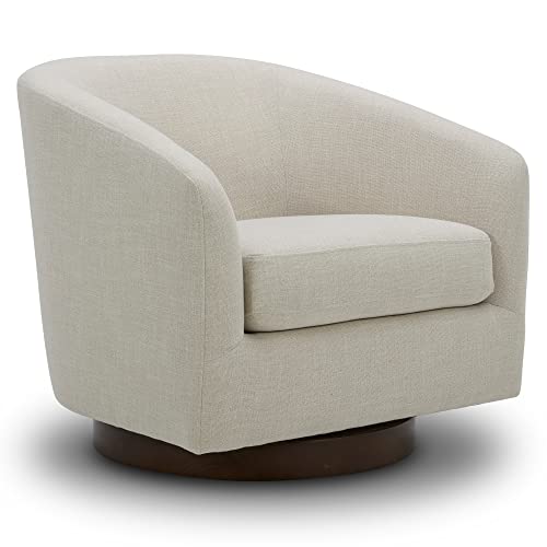 CHITA Swivel Accent Chair, FSC Certified Upholstered Fabric Barrel Chair for Living Room, Fully Assembled, Flax Beige