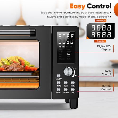 Nuwave Bravo Pro Smart 21QT Toaster Oven Air Fryer Combo, Convection Oven Countertop, 10 functions all in 1, with even & quick crisp technology