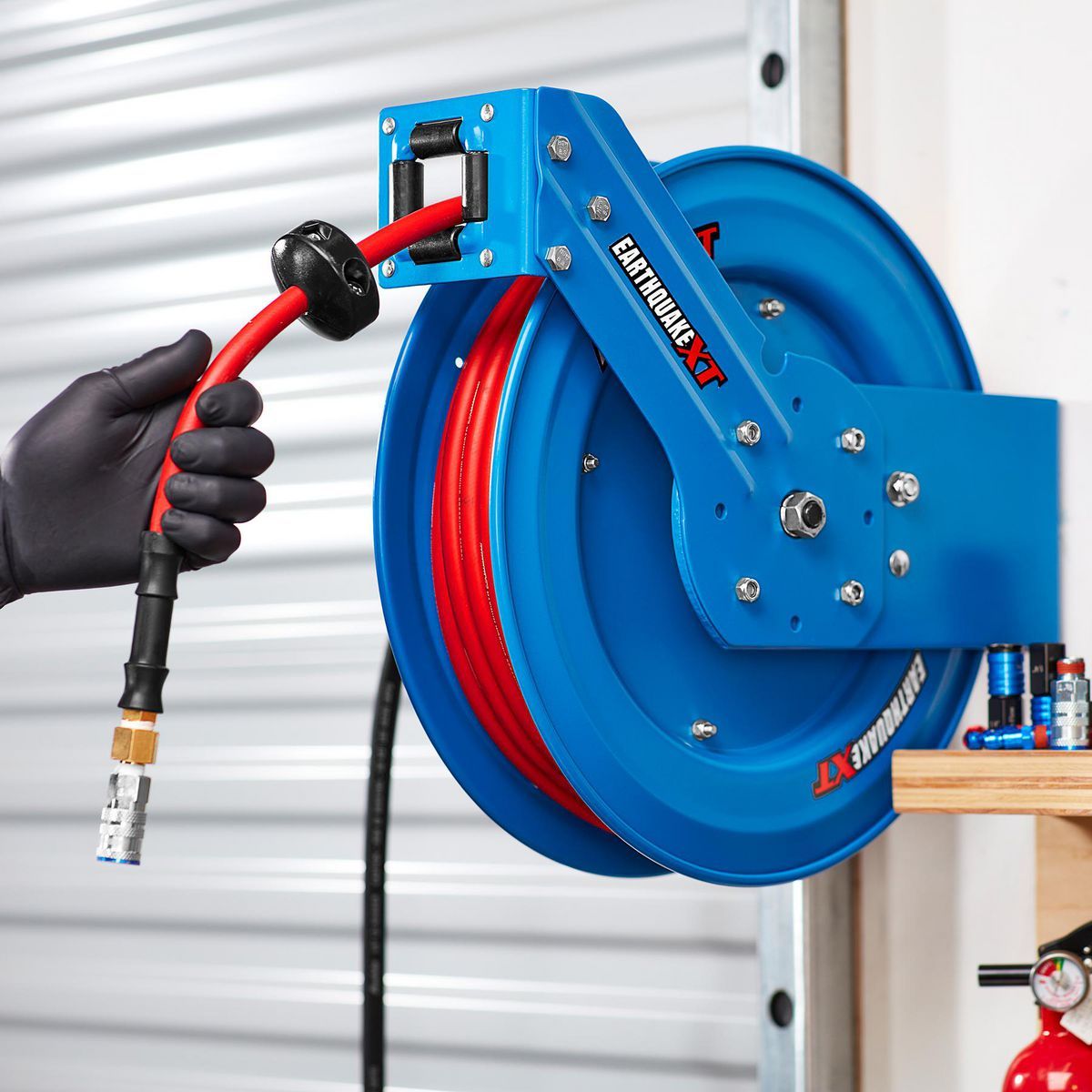 EARTHQUAKE XT 3/8 in. x 50 Ft. Industrial Grade Air Hose Reel
