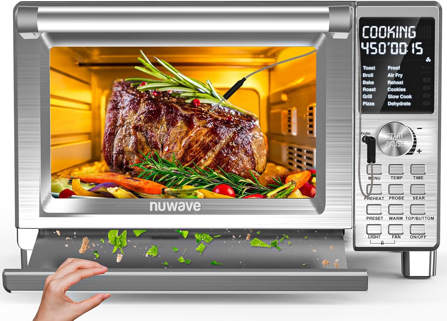 Nuwave Bravo XL Pro Air Fryer Toaster Oven, Improved 100% Super Convection, Quicker & Crispier Results, 112 Presets, Multi-Layer Even Cooking