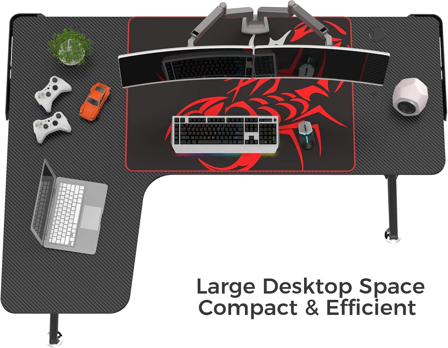 EUREKA ERGONOMIC L Shaped Gaming Desk, 60 Inch Corner Gaming Desk, Large Computer Desk, PC Gaming Desk with Mouse Pad and Cable Management for Gift