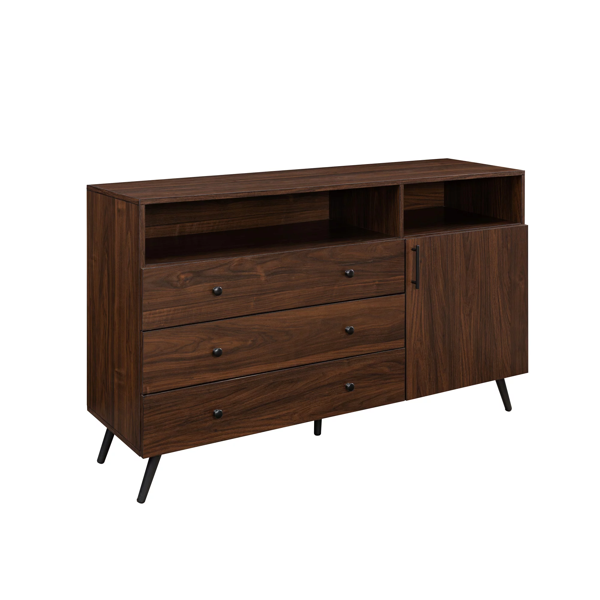 Walker Edison Mid-Century Modern 3-Drawer Sideboard, Dark Walnut