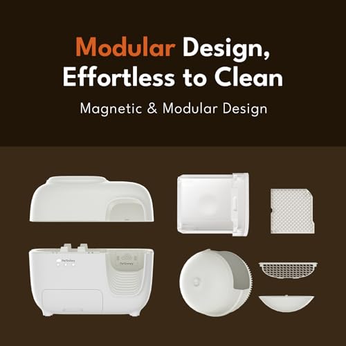 Self-Cleaning Automatic Cat Litter Box with Odor Control TiO2 System, Robot Litter Box with Auto-Packing, App Control