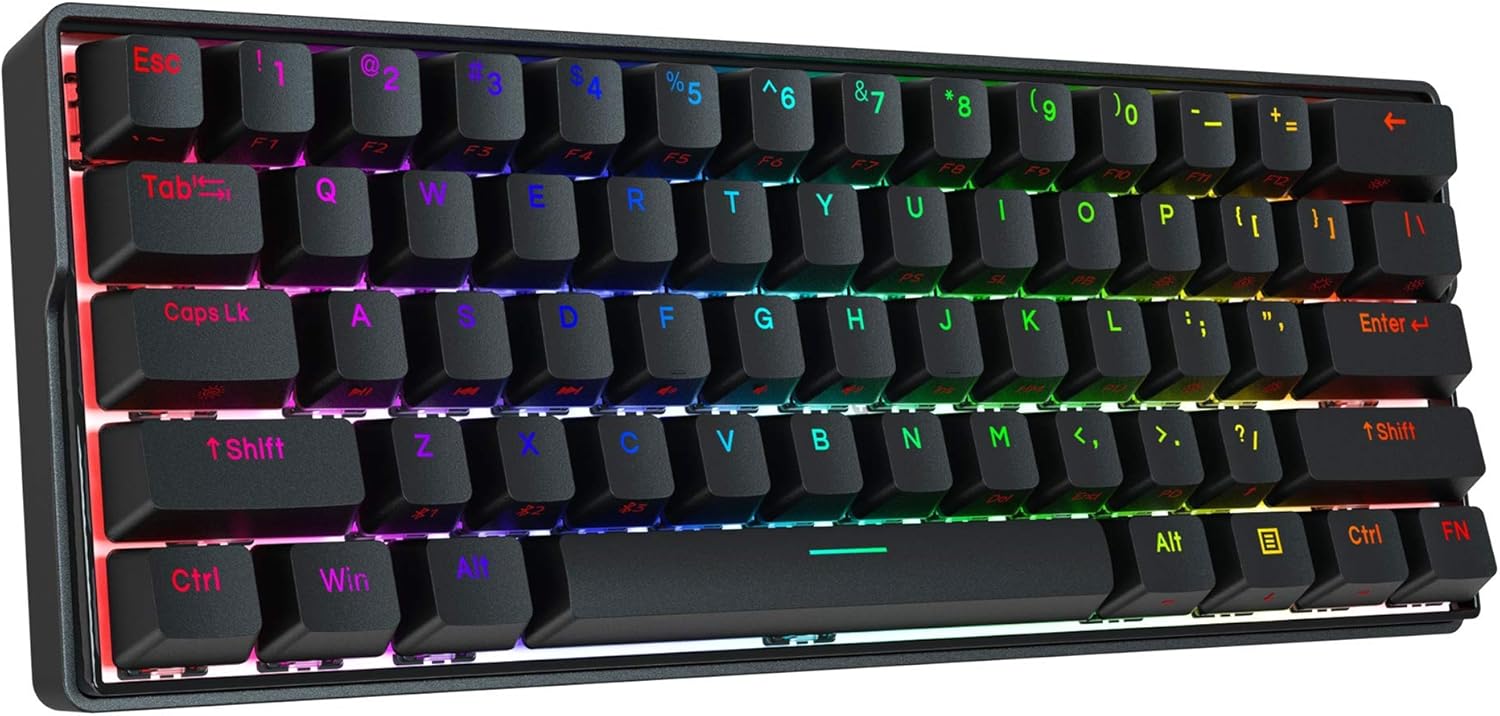 KEMOVE Snowfox Wired/Wireless 60% Mechanical Gaming Keyboard,Hot Swappable Keyboard RGB Backlit PBT Keycaps Full Keys Programmable