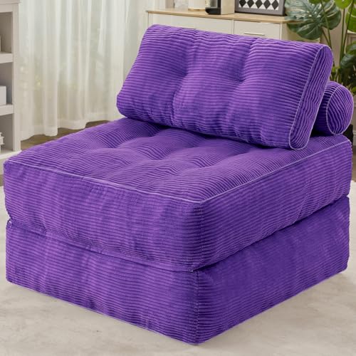 HABUTWAY Folding Sofa Bed, Convertible Sleeper Chair Bed w/Dual-Pillow & Handle, Foldable Floor Sofa Lounge w/Back Support for Living Room, Bedroom