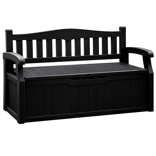 Flamaker 80 Gallon Storage Bench Outdoor Indoor, Durable All-Weather Seating with Hidden Storage, Lockable Deck Box for Garden, Patio