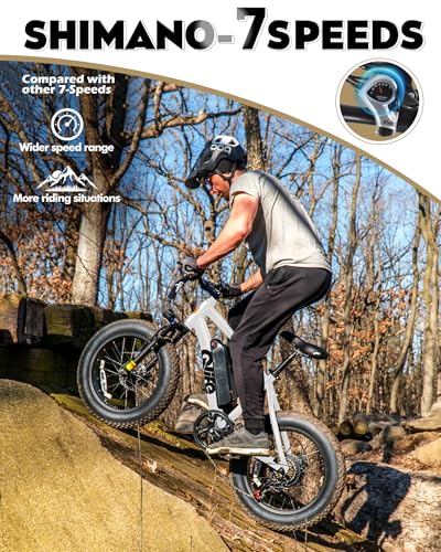 Racer Fat tire Electric Bike for Adults - 28MPH Mountain Ebike with Peak 1200W Brushless Motor, 499Wh Removable Battery