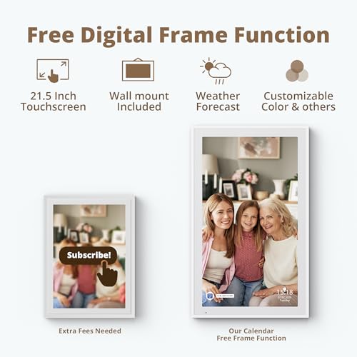 Dragon Touch 15.6" Digital Calendar Chore Chart – 1080P Full HD Interactive Touchscreen, Smart Family Planner