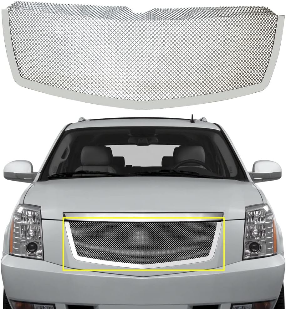 Stainless Steel Mesh Grille Chrome Grill Insert Fits Cadillac Escalade 2007-2014 Not Fit Platinum And Hybrid
